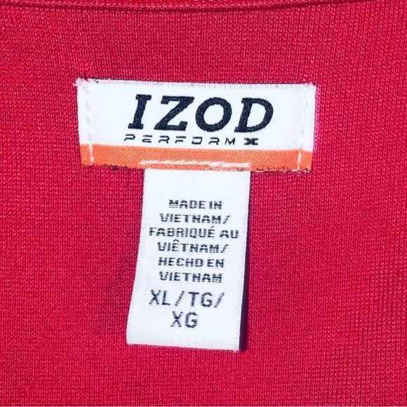 IZOD Full Zip Track Jacket Red Tennis Golf AthleticWear Athleisure Sz XLarge - Picture 9 of 9